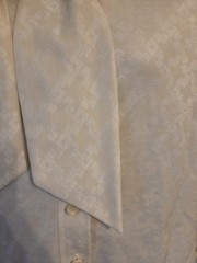 Vintage with Tags Off White Butte Knit Monochrome Print Blouse Tie 16