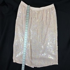 Stenay Womens XL Pink Silk Beaded Sequin Pearl 2Pc Skirt Blouse India VTG