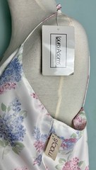 Vintage Laura Adams Satin Chemise Nightgown Robe Hydrangea 2 Pc Set L NWT