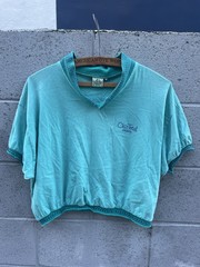 True Vintage FIORUCCI Cropped Tee Shirt Green Italy 1970s Sporty