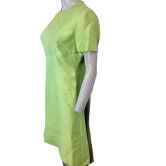 Vintage 60s Mod Silk Set Women 10 Medium Green Peacoat Jacket Knee Length Dress