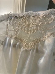 Vintage Val Mode White Silky Lingerie Cape for Nightgown Lace Sheer Split Back