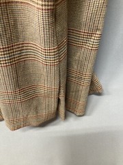 80s 90s David Warren 12P Dress Sheath Midi Madras Plaid Brown USA Stretch