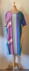 Yolanda Lorente Size 2 XL 1X Hand Painted Art to Wear Silk 3 Pc Dress Jacket Set
