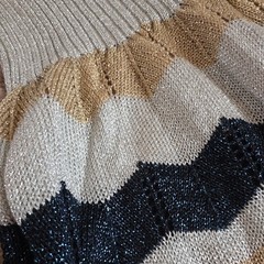 Wenjilli Vintage Metallic Knit Maxi Dress Beige Gold navy blue. Size 9/10