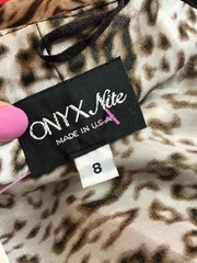 1990s-Y2K ONYX NITE LEOPARD Print Formal Dress with Asymmetrical Hem. S-M