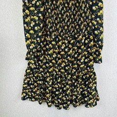 Just Found Womans Dress 3X Dress Long Sleeve Black Floral Baby Doll Smocked