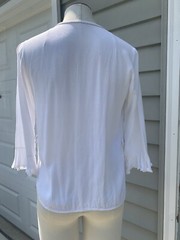 Vintage White Cotton Lace Trim Button Down Circular Flounce Sleeve Shirt Bust 37