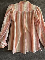 Ann Taylor True Vintage 70s Wrap Skirt Set Outfit Gauzy Pink Stripes Mod Necktie