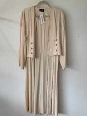 Vintage 90s Wild Rose Cream Dress with Jacket