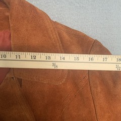 VTG 60s Suede Leather Jacket Coral Orange Tailored Slim Fit Notched Collar Boho