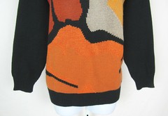 VTG 1970s 80s RUBAN BLEU ACRYLIC KNIT SWEATER MADE IN BRAZIL MOD PATTERN
