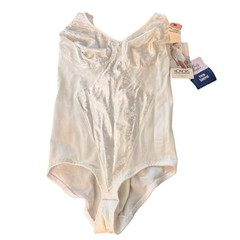 Vintage Honors Body Shaper Teddy Bodysuit 38D Lace White Bridal Firm Control