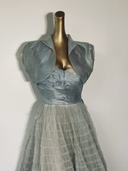 Vintage M/L Volump Cupcake Tiered Blue 1950s Prom Dress