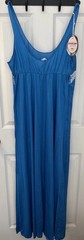 Vtg Lingerie Long gown SEXY low Cut Nightgown G’s Dress Sz M Blue Maxi Nylon New