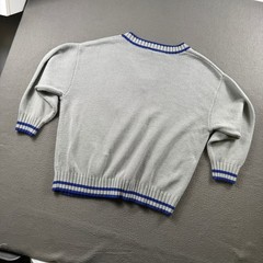 H&M Divided V Neck Sweater Womens XL Varsity Patch Preppy Slouchy Gray Retro