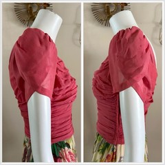 1930s 40s Rayon Crepe Dress Ruched Knot Bodice Floral Bias Skirt Talon Zip AS-IS
