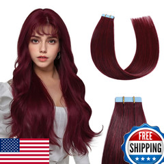 Sunya Wine Red 18″ Remy Tape in Human Hair Extensions 20pcs
