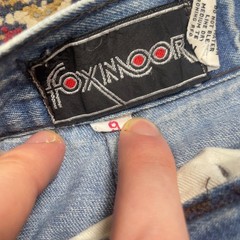 VTG 70s Foxmoor Blue Denim flared Jeans Bell Bottom Size 9 24×31 12″ leg opening