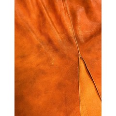 Moschino Cheap and Chic Vintage Knee-Length Orange Leather Pencil Skirt Sz 8