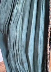 Antique 1920S Dress Wool Crepe Silk Vintage Deco Black Turquoise Orange 38 M