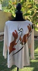 Vintage 60’s Alfred Shaheen Miss Hawaii Koi Top With Dolman Sleeves Rare