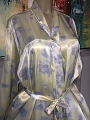 Vtg Fair Yellow Lilac Floral Long Satin Robe 3X