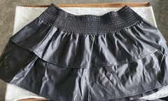 No Boundaries Black Faux Leather Tiered Mini Skirt Size L 12-14 NEW