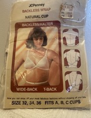 Vintage JCPenney Backless Wrap Bra NOS Backless/Halter Natural Cup A B C Cups