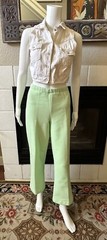 Green Plaid Polyester Pants 31×28 Lightweight Elastic Waist Vtg 70’s