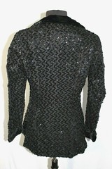 VINTAGE 1970’S HENRY HIGGINS BLACK FITTED SEQUIN JACKET VELVET COLLAR SZ 36-38
