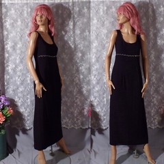 Vintage 2000s Black Prom Dress Size Small 1990s Retro Long Rhinestone Glam Goth
