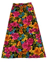 VTG 60s Handmade Floral Maxi Skirt 32″x41.5 Hippy Mod Boho Velour Flower Power