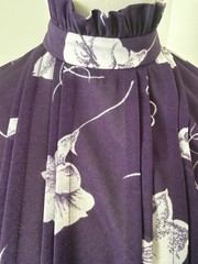 Vntg Trends by Jerrie Lurie Purple Floral High-Neck Midi Dress with Waist Tie 10