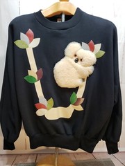 Vintage Koala Sweatshirt Size L 3D Leather Wool Made IN Australia Unique Rare