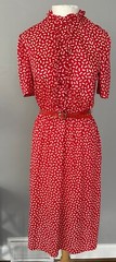 Vintage Sears the Fashion Place Red & White Ruffle Front Dress Sz 10P