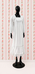 SoieRose 100% Cotton Vintage Cottagecore Victorian Lace Trim Maxi Dress-SR-1314