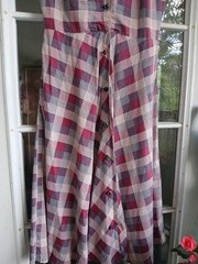 1940s Cotton Red, White And Blue Plaid Dress