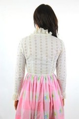 Vintage VTG 60s hippie boho dress pink white gingham print