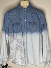 Jillian Blu Women’s Size Large Pearl Snap Western L/S Blue Cotton Chambray
