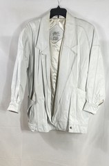 Vintage 90s Brass Plum Nordstrom Women’s White Genuine Leather Jacket Sz S