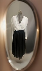 Vintage Black & White Sheer Long Sleeve Dress Belted Size 10 NEW