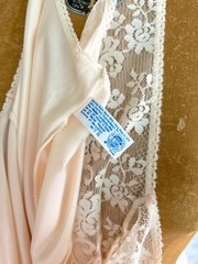 Vintage 70s Maidenform Cream Slip Set, Lace Bodice Top & Matching Skirt