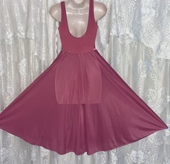 VTG NWOT M L OLGA Deep Rose Pink FULL BODYSILK Nylon Mid length Nightgown 9186