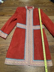 Vintage Bohemian “Suede” Sherpa Style Jacket Red Orange Boho Retro 60s 70s