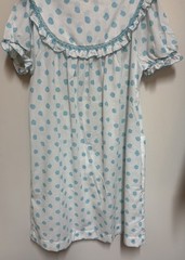 Vintage Barbizon Seraphim Batiste Blue White Polka Dot Nightgown House Dress Lg