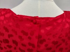 80’s Vintage Silk Studio Dress 100% Silk Red Animal Print Woven Glam Retro Sz 4