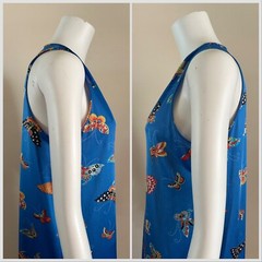 1970s Vanity Fair 2Pc Butterfly Print Nylon Hostess Set Robe Gown Petite Vintage