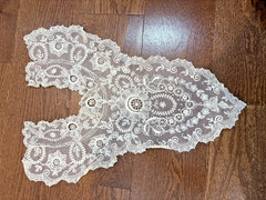 Rare & Beautiful Handmade Brussels Point de Gaze Bridal Cap 1870s Unused