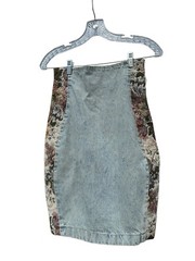 1990s, Vintage Denim Jacket Skirt Set, Cropped Tapestry Floral, YES Brand, Small